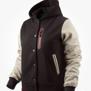 Nike Women's Black and Cream Bomber Jacket